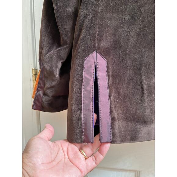 Vintage J Peterman Velvet Button Longline Blazer Size 4 Relaxed Fit Holiday - Picture 10 of 13